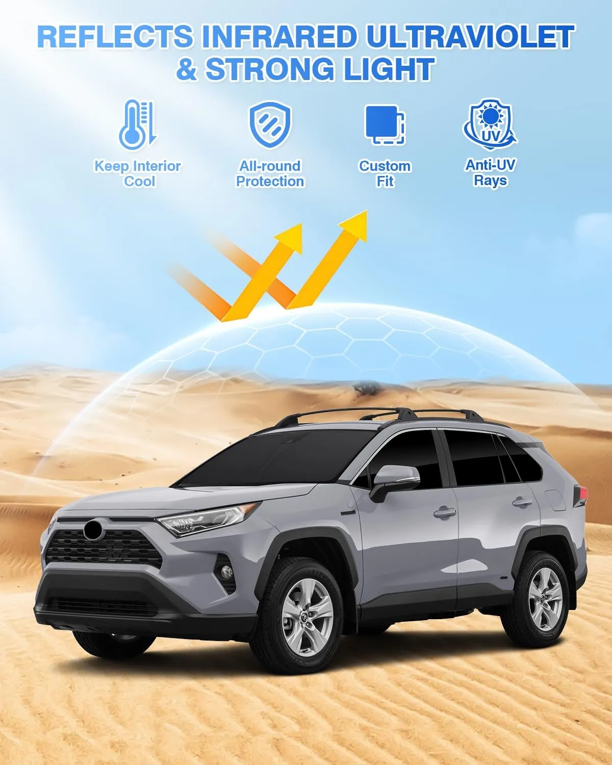 Windshield Sunshade for Toyota RAV4 2019-2024 2025 Side Rear Window Shade Cover Kit Window Sun Visor Blocker Privacy Protection Keep Vehicle Cool Black 8PCS