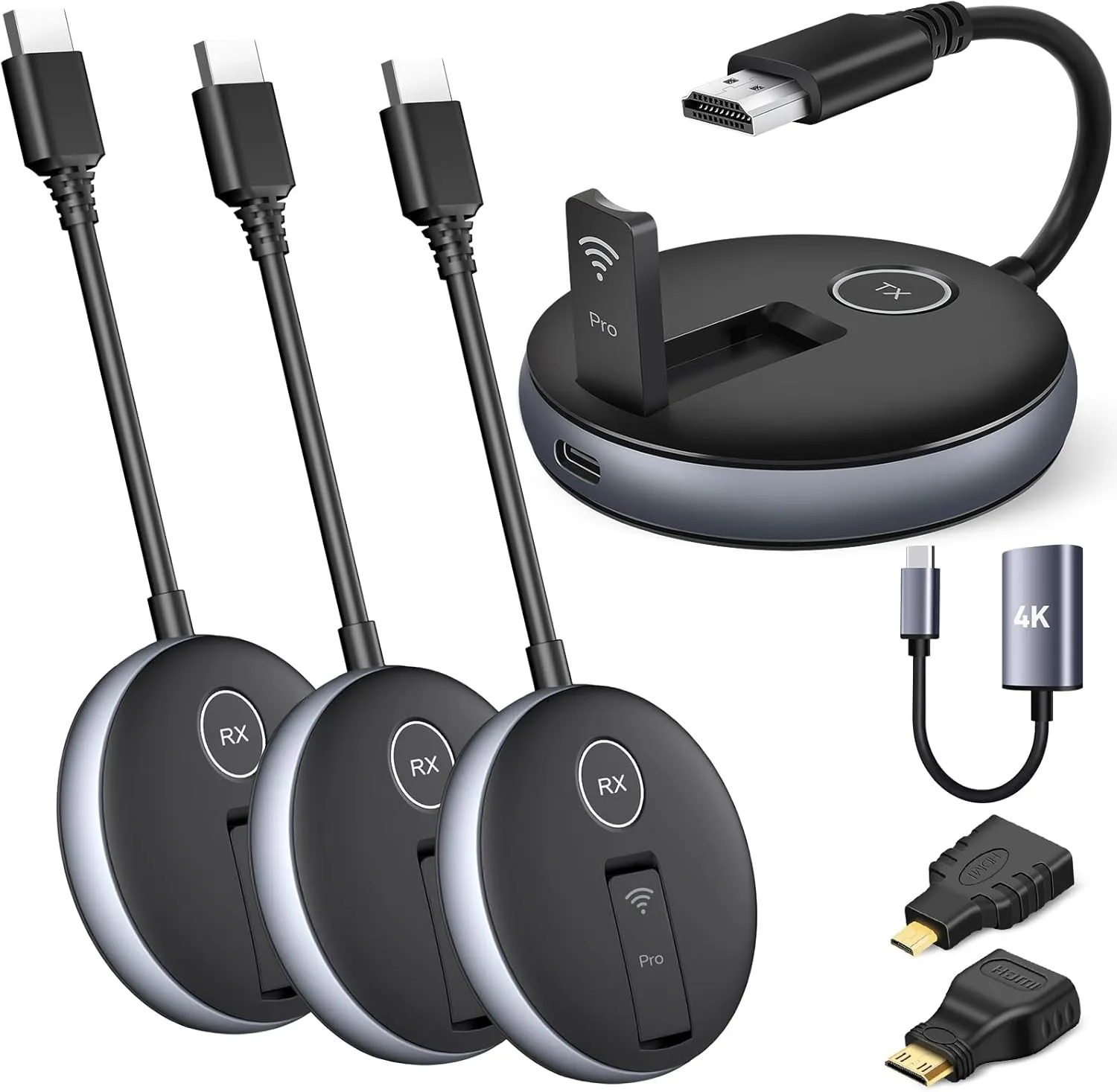 Wireless HDMI G9R PRO- One Transmitter and Three Receivers,165FT/50M Multi-TV Extender Kit, Heat-Control Tech, Plug and Play, 5.8G/2.4G @60Hz- Stream Wirelessly from Laptop/PC to Multiple TV/Monitor