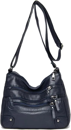 WITERY Crossboby Bag for Women - Soft PU Leather Multi-Pocket Shoulder Bag Handbag with Adjustable Strap
