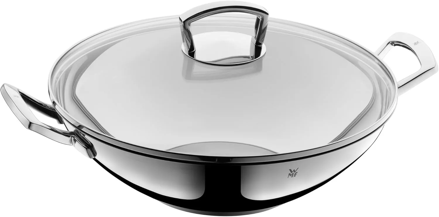 WMF Wok-Set Uncoated Pouring Rim, Silver, 36 cm, 2-Piece