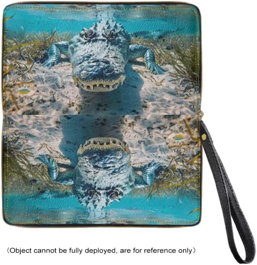 Womens Alligator Walllet Bifold Multi Card Case Wallet Wristlet with Zipper Pocket