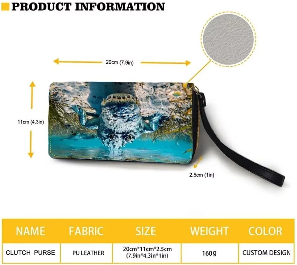 Womens Alligator Walllet Bifold Multi Card Case Wallet Wristlet with Zipper Pocket
