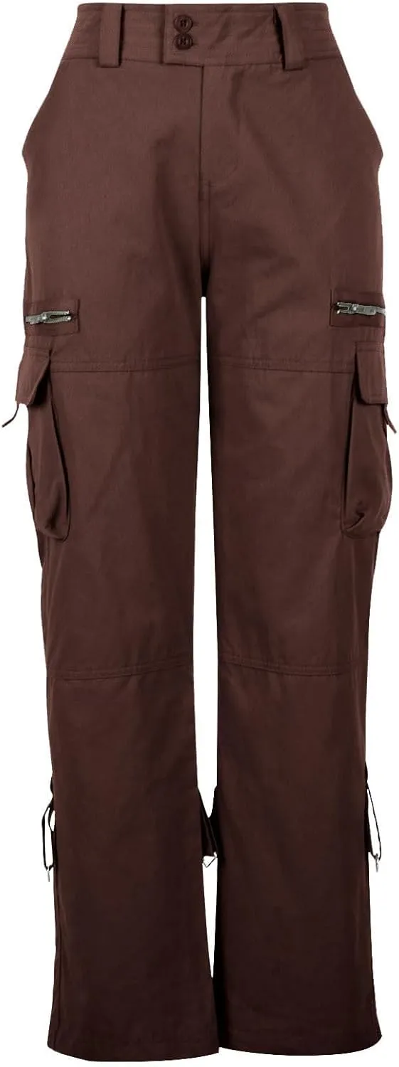 Womens Cotton Cargo Pants Tactical Active Loose Pockets Military Trouser Low Waist Plus Size Wide Leg Hiking Pants