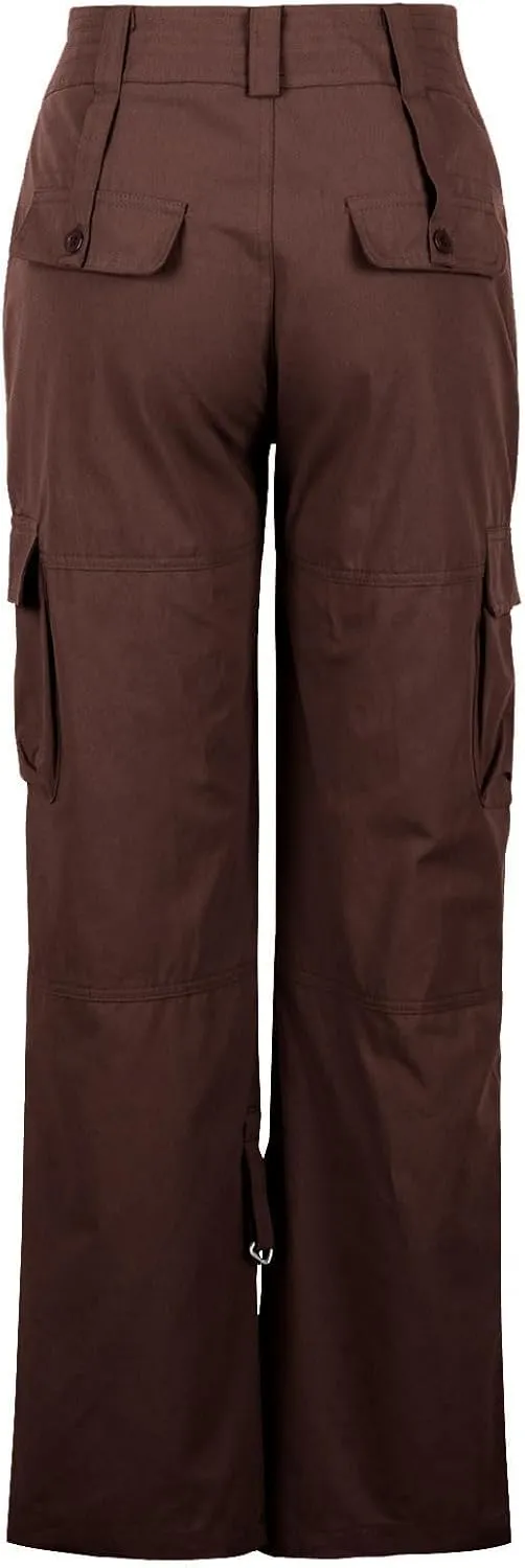 Womens Cotton Cargo Pants Tactical Active Loose Pockets Military Trouser Low Waist Plus Size Wide Leg Hiking Pants