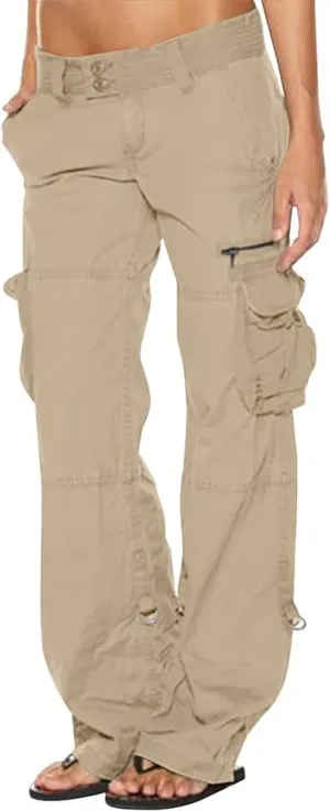 Women's Tactical Active Loose Multi-Pockets Cargo Pants Casual Combat Military Trouser