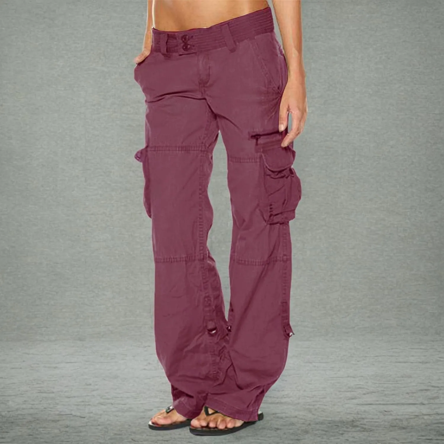 Women's Tactical Active Loose Multi-Pockets Cargo Pants Casual Combat Military Trouser