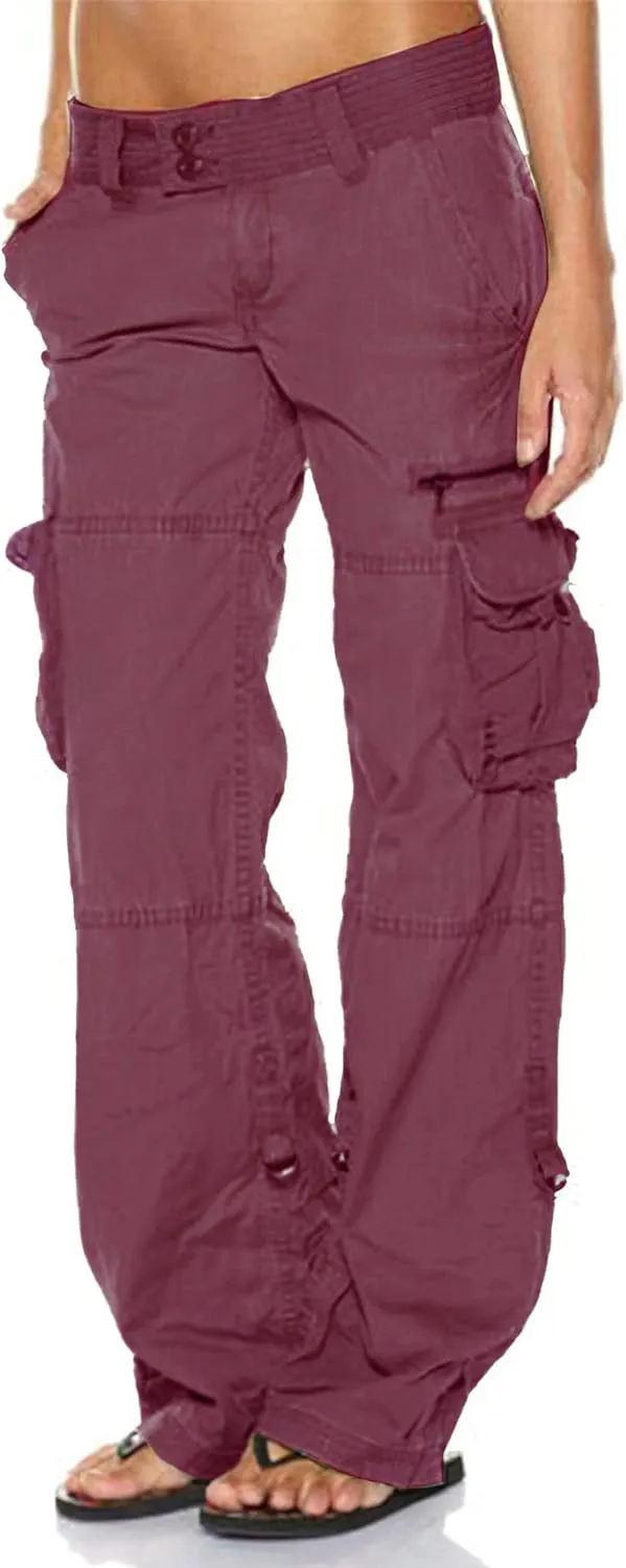 Women's Tactical Active Loose Multi-Pockets Cargo Pants Casual Combat Military Trouser