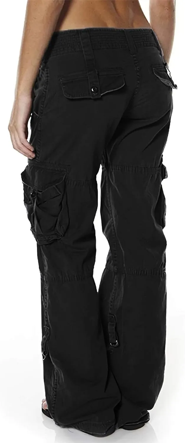Women's Tactical Active Loose Multi-Pockets Cargo Pants Casual Combat Military Trouser