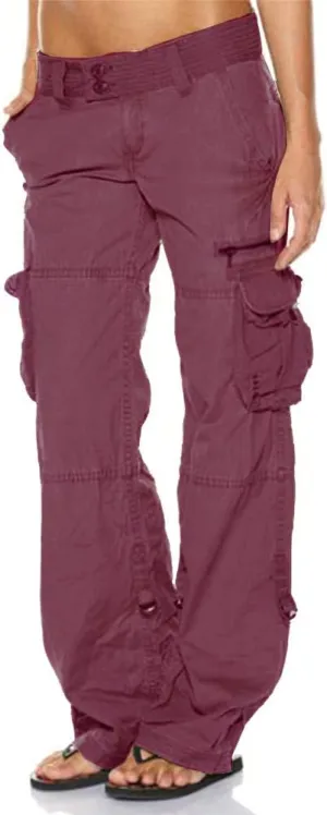 Women's Tactical Active Loose Multi-Pockets Cargo Pants Casual Combat Military Trouser