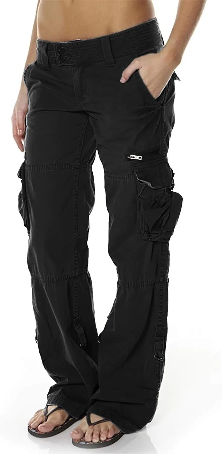 Women's Tactical Active Loose Multi-Pockets Cargo Pants Casual Combat Military Trouser