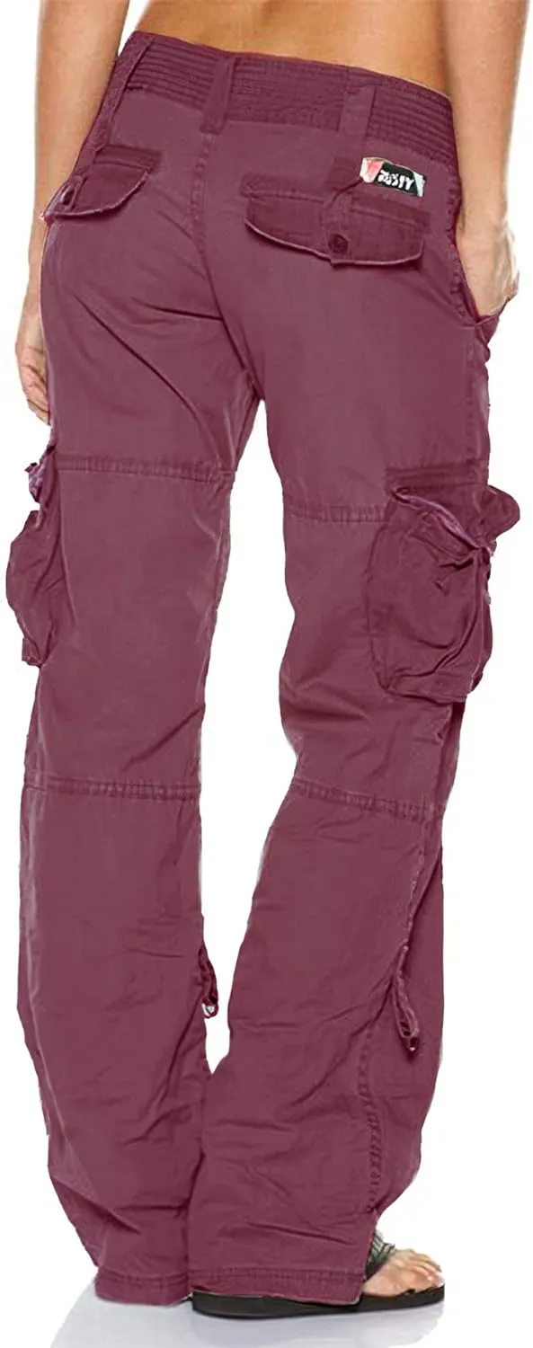 Women's Tactical Active Loose Multi-Pockets Cargo Pants Casual Combat Military Trouser