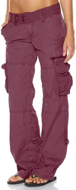 Women's Tactical Active Loose Multi-Pockets Cargo Pants Casual Combat Military Trouser