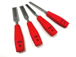 Wood Chisel Set Woodworking Bevel Edge Hand Carpentry 4PC - 1/4 1/2 3/4 1"