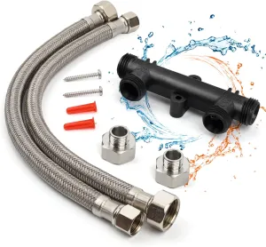WP596816 Sensor Valve Kit for watts Recirculating Hot Water Pump, Essential Component of Hot Water Recirculation System, Includes 2 x 12in Stainless Steel Pipes & Thermal Bridge Valve