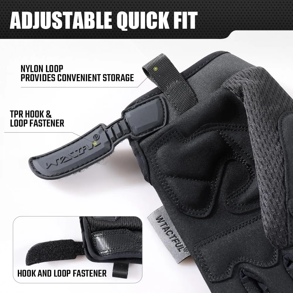WTACTFUL Rubber Guard Tactical Gloves for Men, Breathable Comfort, Touchscreen Capable & Perfect for Outdoor Activities!