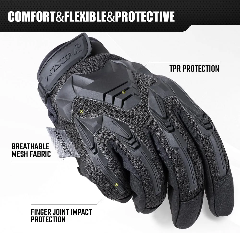 WTACTFUL Rubber Guard Tactical Gloves for Men, Breathable Comfort, Touchscreen Capable & Perfect for Outdoor Activities!