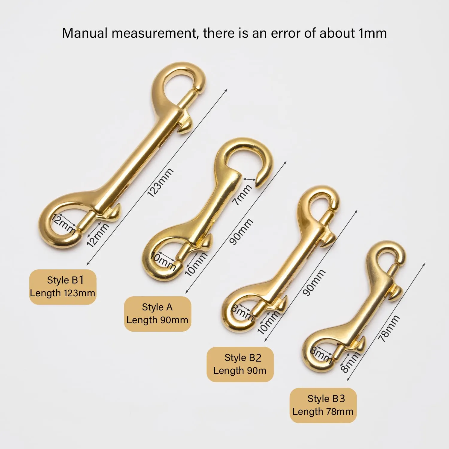 WUTA Brass Double End Snap Hook Clip Handmade Bag Hook Keychains Hook for Leather Craft Accessories Diving Pet Luggage Outdoor Mountaineering Tactical Equipment