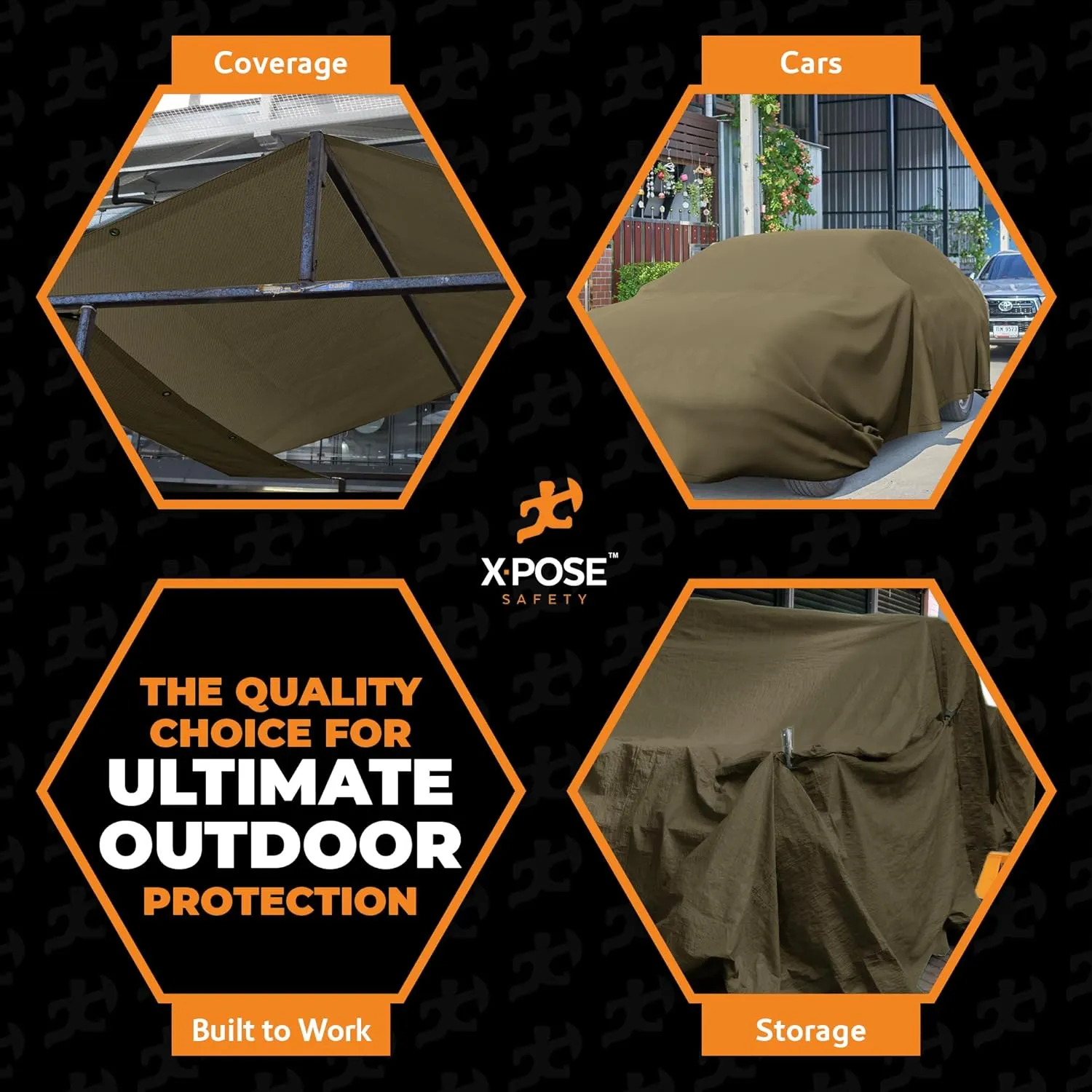 Xpose Safety Canvas Tarp - 10oz Olive Drab Canvas Tarps Heavy Duty Water Resistant with Brass Grommets- Multipurpose Outdoor Tarpaulin for Camping, Canopy, Trailer, Equipment Cover 10' x 12'