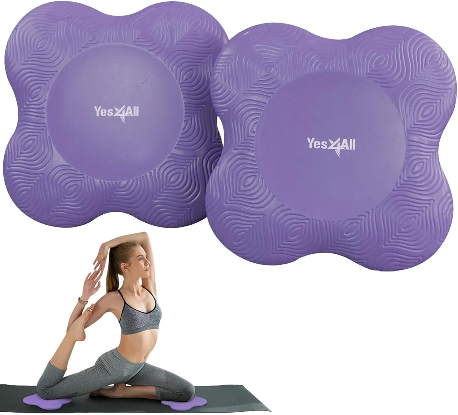Yes4All 2PCS Yoga Knee Pads Extra Thick, Yoga Kneeling Pad for Pilates Exercise, 13/16 Inches Cushion Knees Elbow Mat Supplies for Women Men Fitness Travel