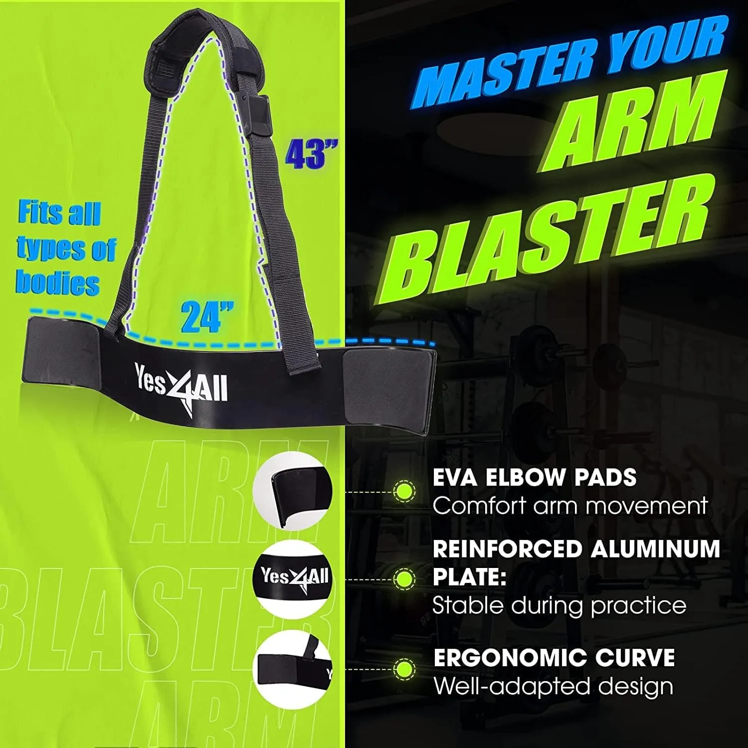 Yes4All 480LB Standard Straight Barbell 60" & EZ Curl Bar 47", Weight Bar 1" Diameter - Star Lock Collars & Rubber Ring for Deadlifts, Squats