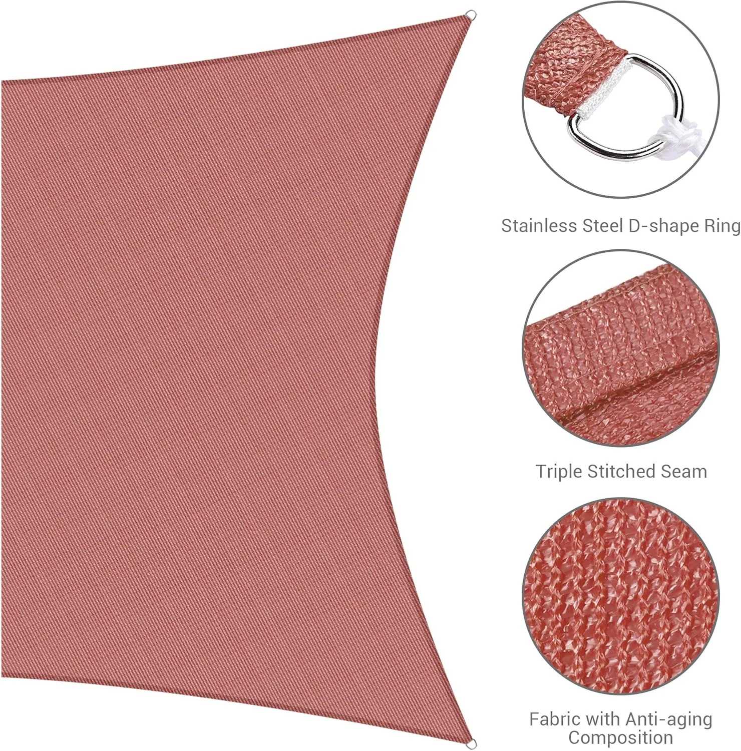 Yescom 1 Pack 13'x19' Rectangle Sun Shade Sail Red 95% UV Block Outdoor Patio Pool Garden Yard Carport Lawn Cover Net Awning Canopy