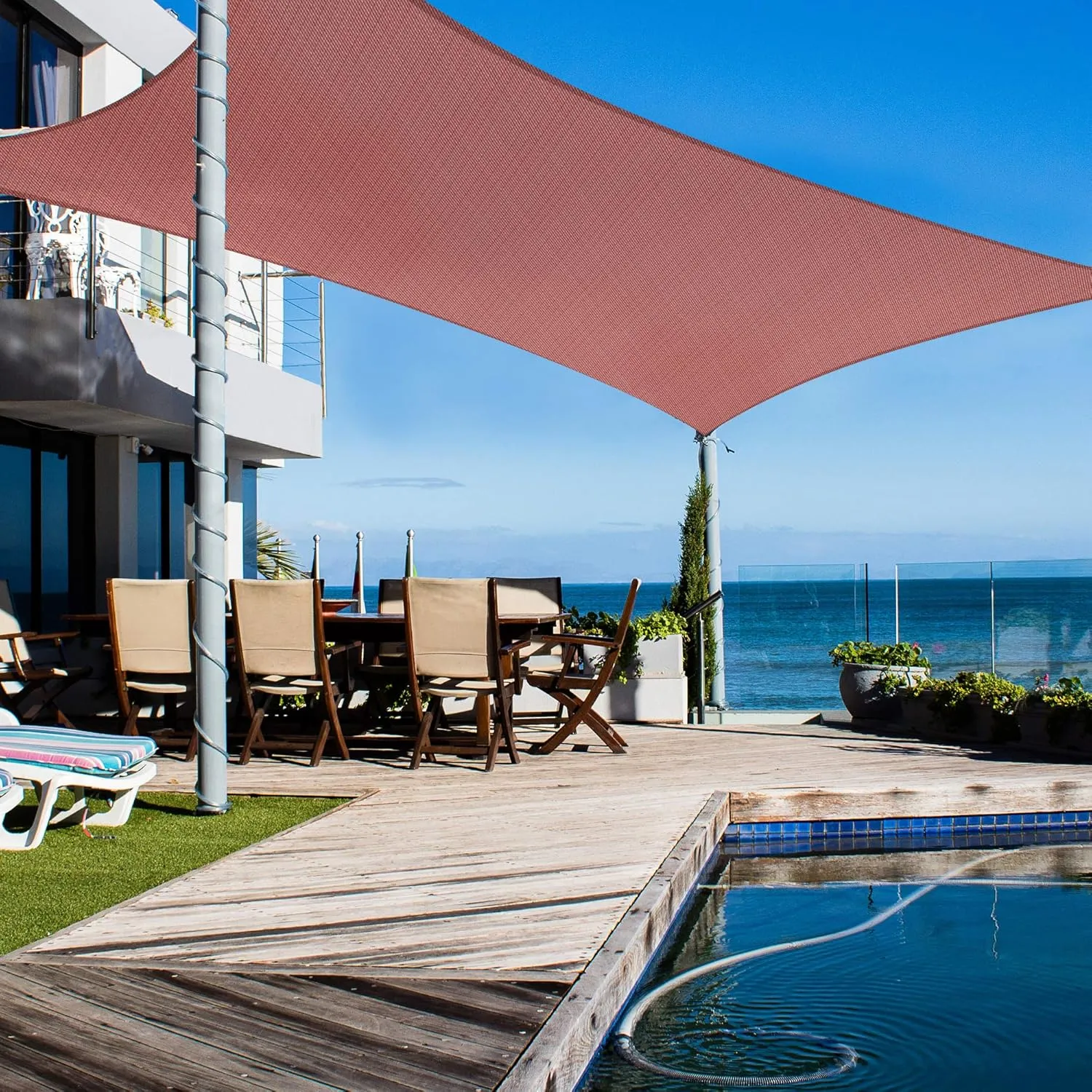 Yescom 1 Pack 13'x19' Rectangle Sun Shade Sail Red 95% UV Block Outdoor Patio Pool Garden Yard Carport Lawn Cover Net Awning Canopy