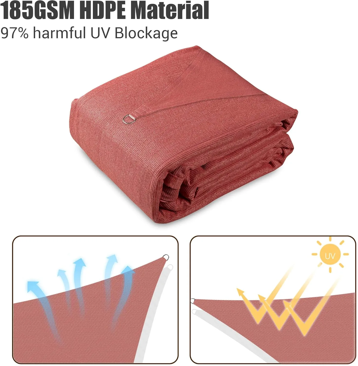 Yescom 1 Pack 13'x19' Rectangle Sun Shade Sail Red 95% UV Block Outdoor Patio Pool Garden Yard Carport Lawn Cover Net Awning Canopy