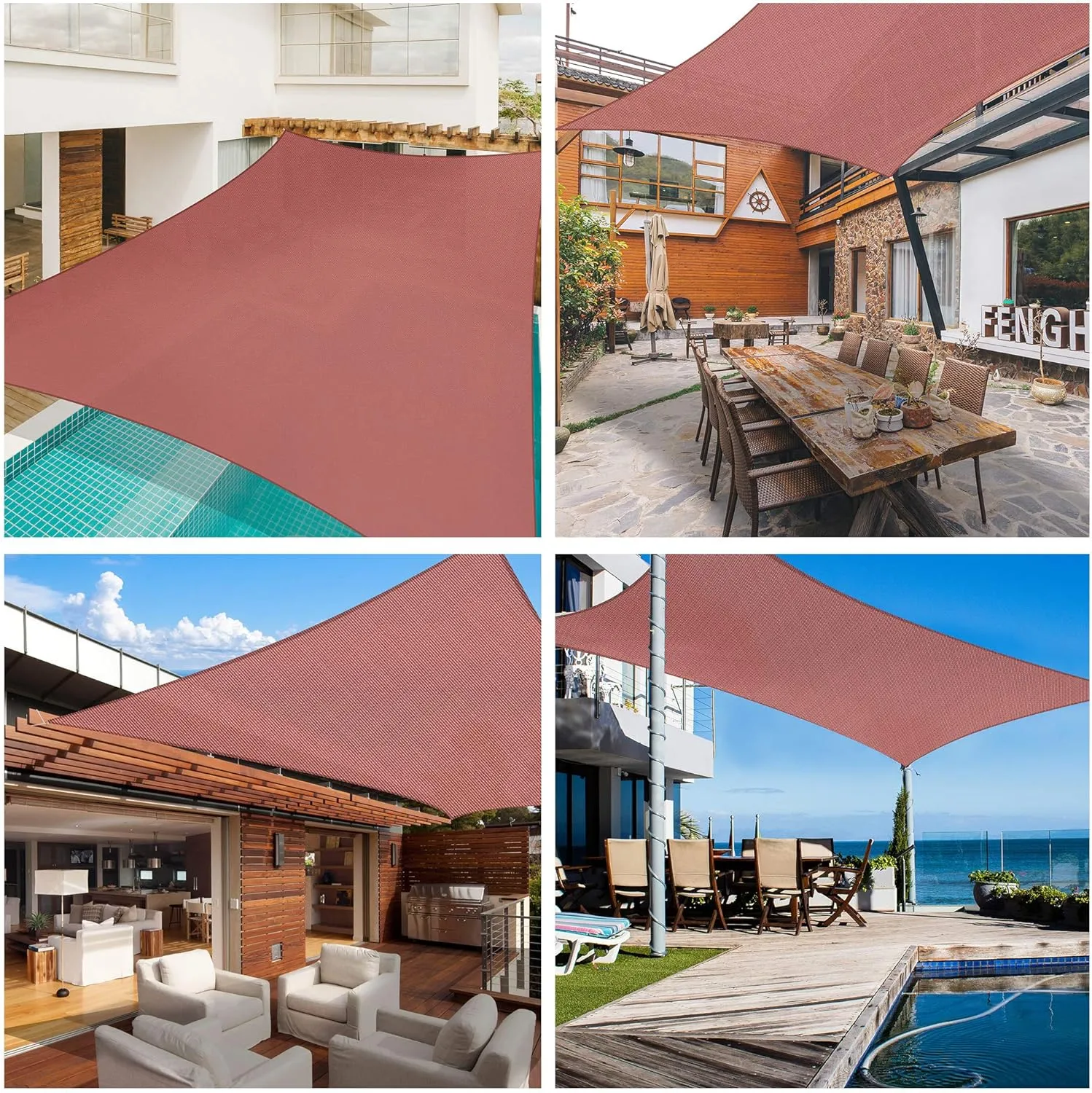Yescom 1 Pack 13'x19' Rectangle Sun Shade Sail Red 95% UV Block Outdoor Patio Pool Garden Yard Carport Lawn Cover Net Awning Canopy
