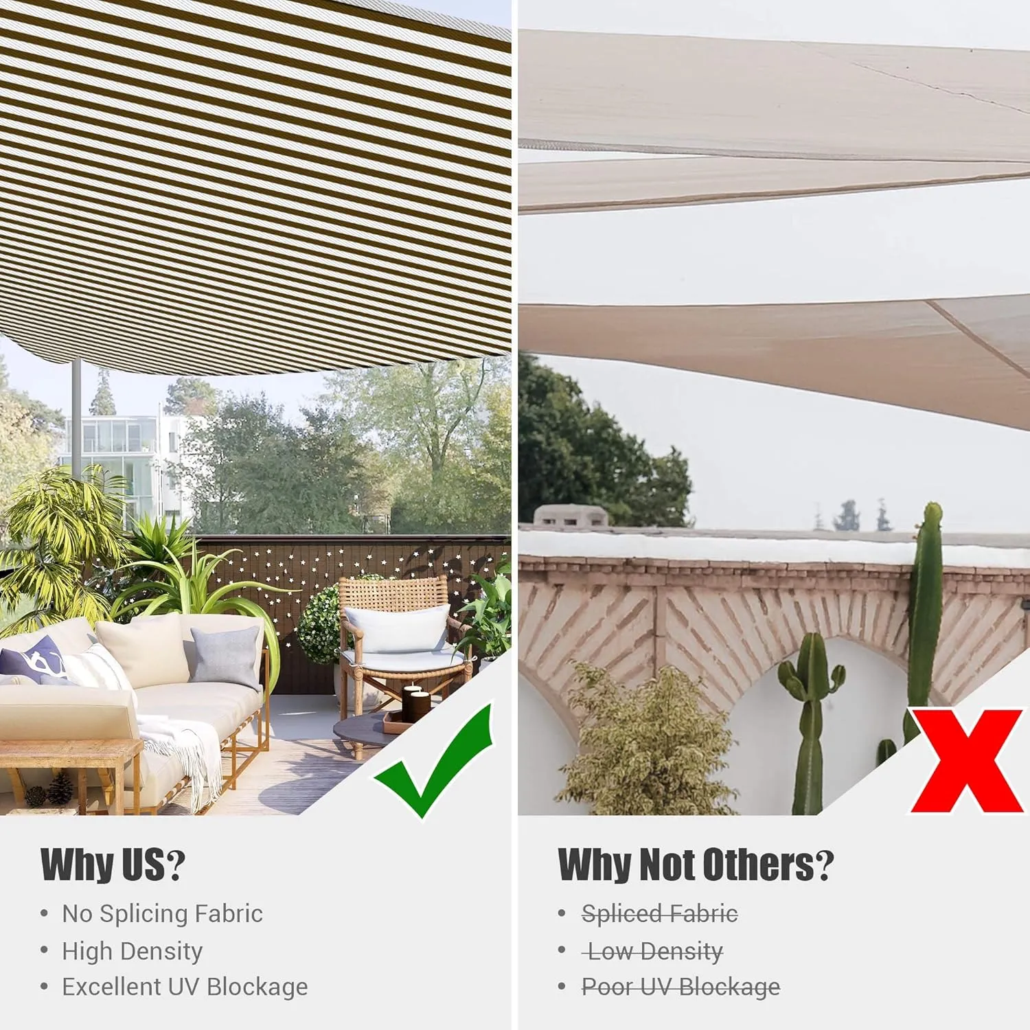 Yescom 1 Pack 25'x25'x25' Triangle Sun Shade Sail Coffee White Canopy 97% UV Block Commercial Events Carpark Swimming Pool Camping Beach Picnic Playground Outdoor Building