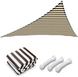 Yescom 1 Pack 25'x25'x25' Triangle Sun Shade Sail Coffee White Canopy 97% UV Block Commercial Events Carpark Swimming Pool Camping Beach Picnic Playground Outdoor Building