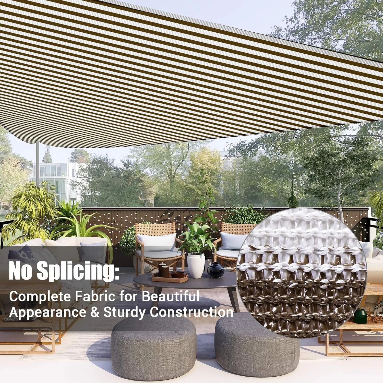 Yescom 1 Pack 25'x25'x25' Triangle Sun Shade Sail Coffee White Canopy 97% UV Block Commercial Events Carpark Swimming Pool Camping Beach Picnic Playground Outdoor Building