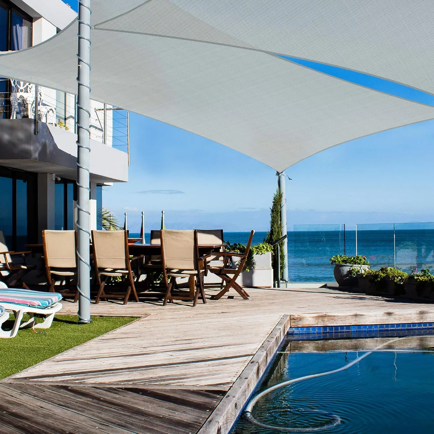 Yescom 2 Packs 10'x13' Rectangle Sun Shade Sail Gray 97% UV Block Outdoor Patio Pool Garden Yard Lawn Carport Cover Net Awning Canopy Cload