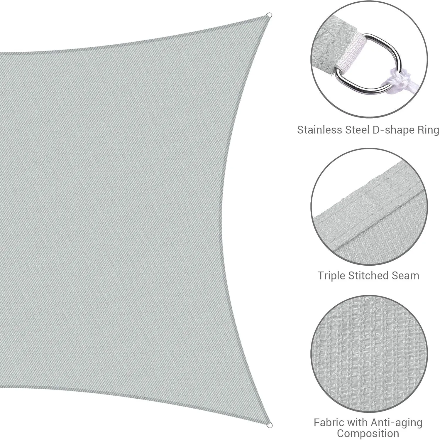 Yescom 2 Packs 10'x13' Rectangle Sun Shade Sail Gray 97% UV Block Outdoor Patio Pool Garden Yard Lawn Carport Cover Net Awning Canopy Cload