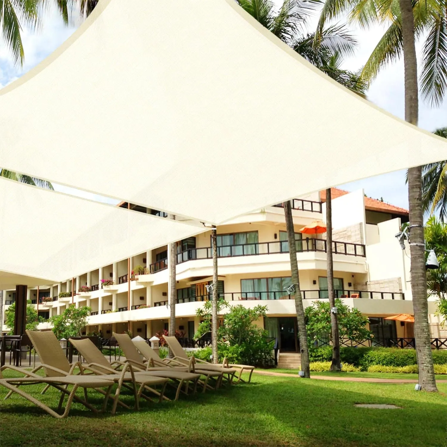 Yescom 2 Packs 20'x16' Rectangle Sun Shade Sail Off White 97% UV Block Outdoor Patio Pool Garden Yard Lawn Carport Cover Net Awning Canopy