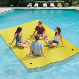 YITAHOME 9'/12' Lily Pad Floating Mat for Lake and Pool, Portable Outdoor Water Floating Mat, 3-Layer XPE Floating Island for Boat, Beach, Ocean, Yellow