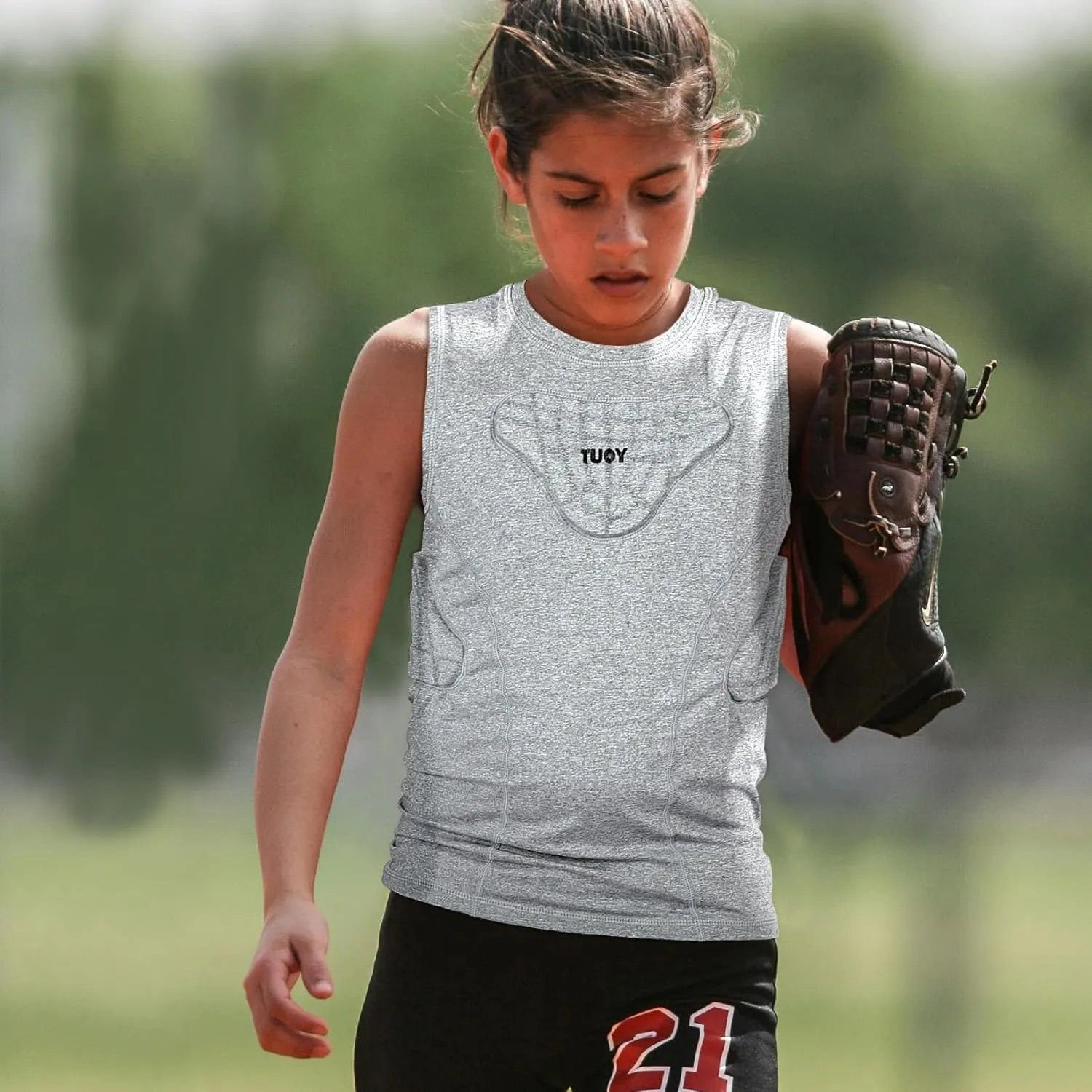 Youth Padded Compression Shirt Vest Rib Chest Protector Football Baseball
