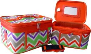 Yuhang Women's Print Cosmetic Case (2-piece set) (Chevron=Orange Multi)