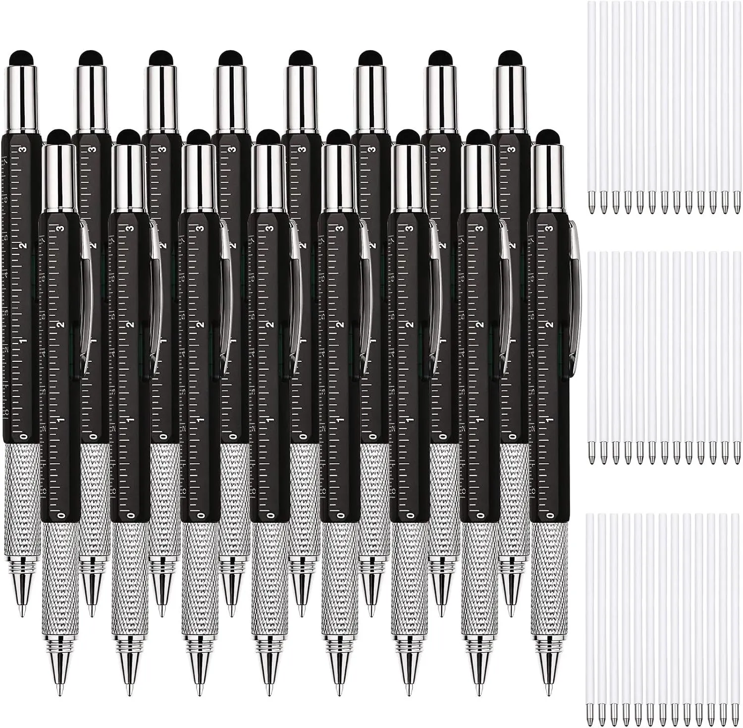 Zhanmai 16 Pieces 8 Pcs Gifts for Men Fathers Day Dad Gifts from Daughter Son Wife 6 in 1 Multitool Pen Set with Refills Screwdriver Ruler Levelgauge Birthday Graduation (Black)