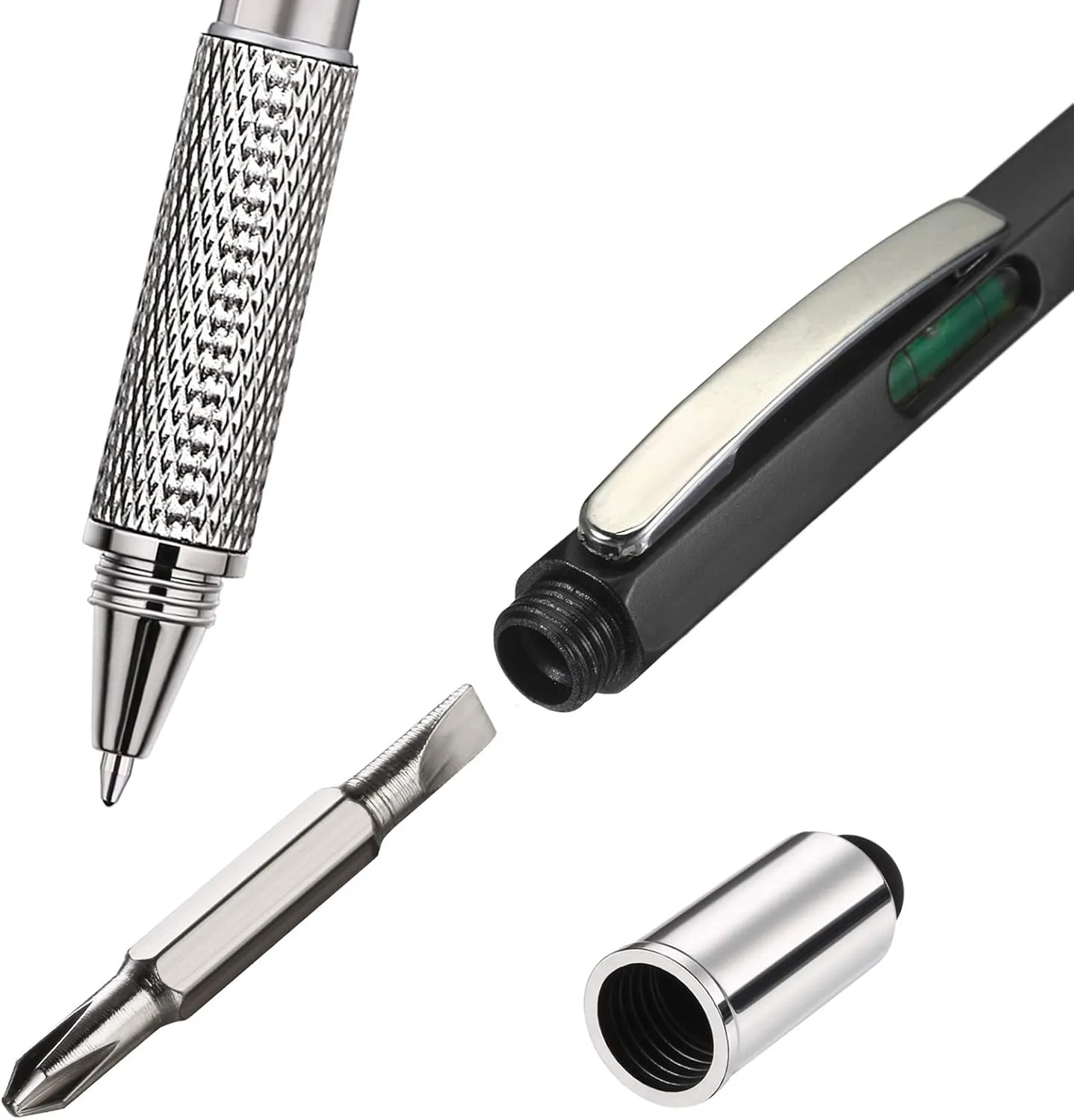 Zhanmai 16 Pieces 8 Pcs Gifts for Men Fathers Day Dad Gifts from Daughter Son Wife 6 in 1 Multitool Pen Set with Refills Screwdriver Ruler Levelgauge Birthday Graduation (Black)
