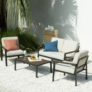 ZINUS Dillon Aluminum and Poly Lumber Outdoor 4 Piece Conversation Set, Patio Furniture Set, Weather Resistant and Rust Proof, Easy Assembly, Black