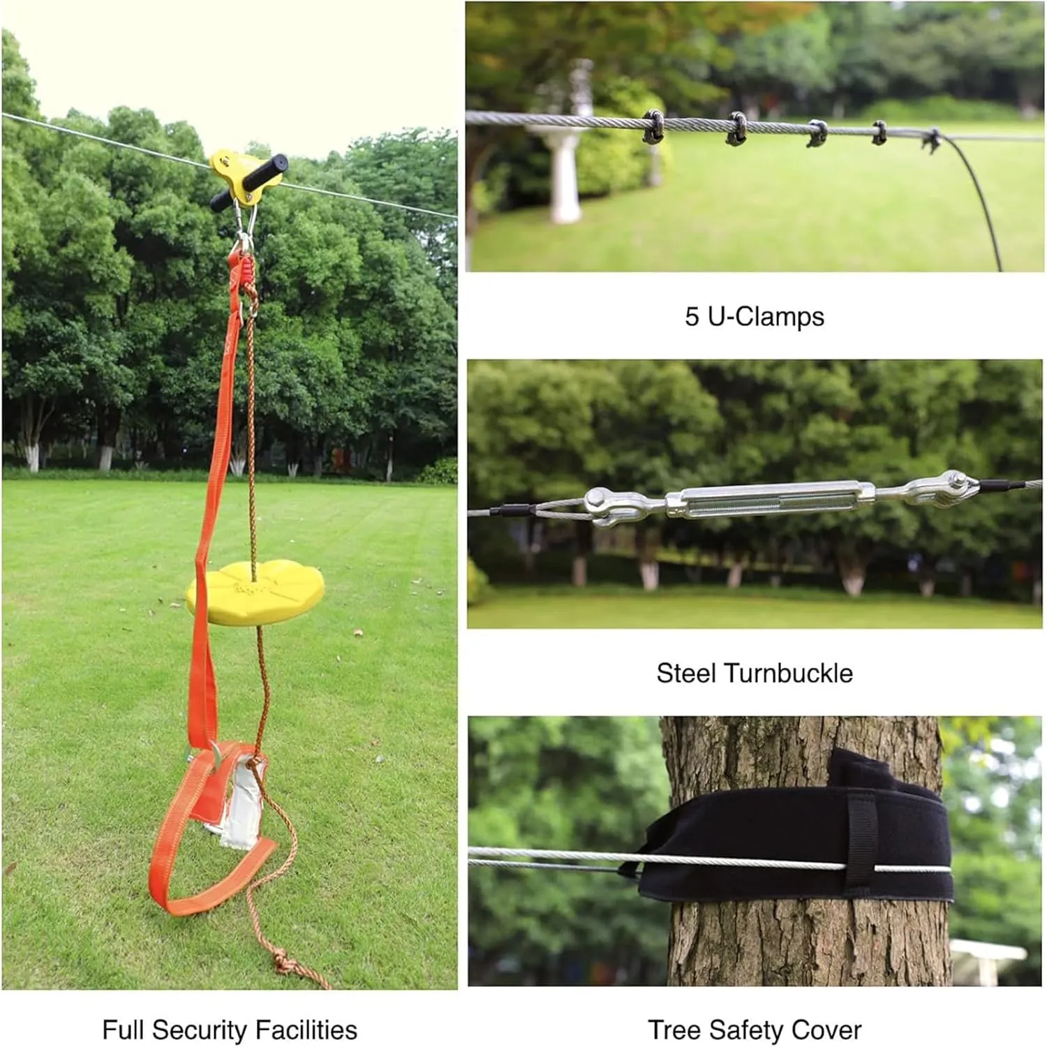 Ziplines Kits for Backyard, 160FT Zip Lines Kit 350LB Kids Toys Play Set, Adults Playground Games Outdoor (160FT)