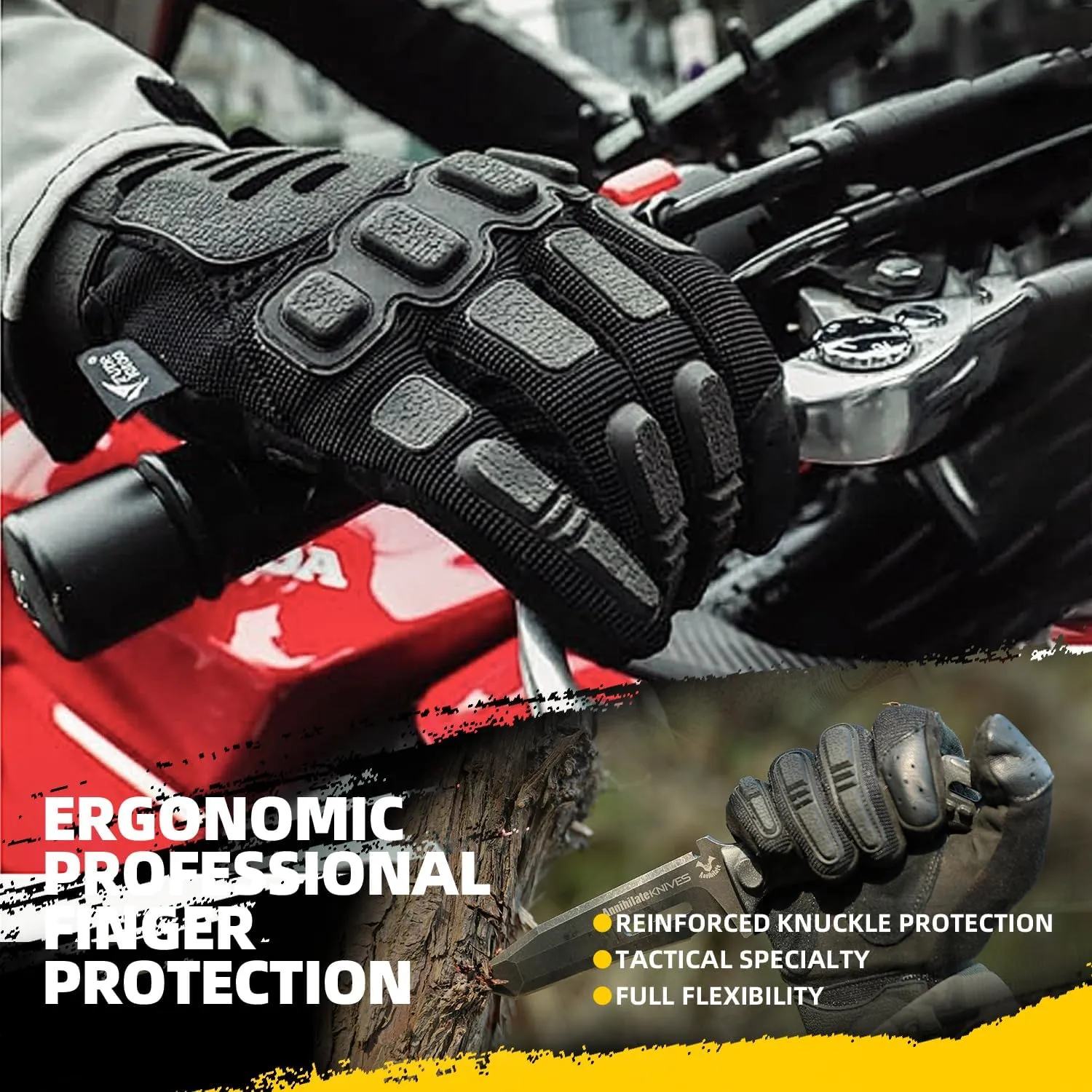 ZUNE LOTOO Touchscreen Tactical Gloves Men with TPR Finger Impact Protection & Palm Padded for Motorcycle Airsoft Paintball Range Work