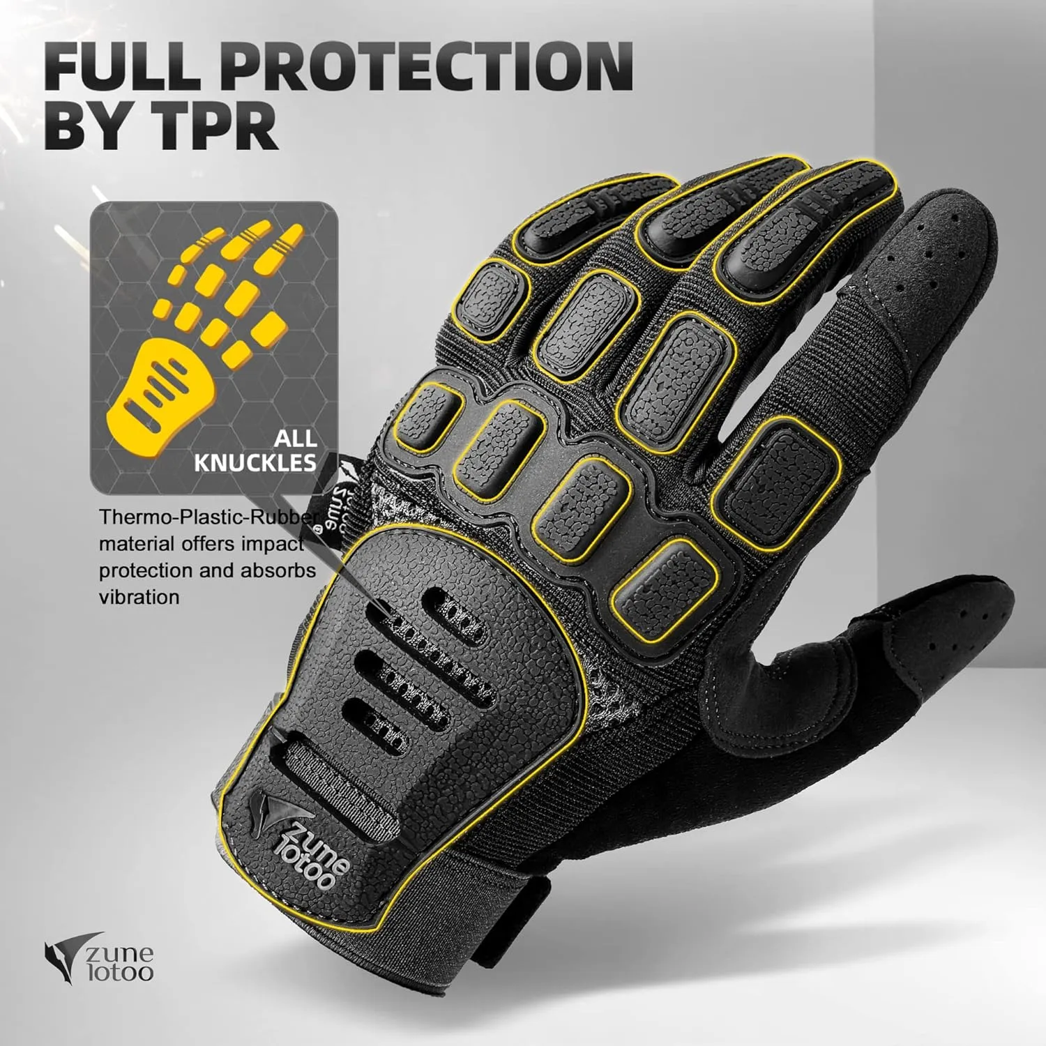 ZUNE LOTOO Touchscreen Tactical Gloves Men with TPR Finger Impact Protection & Palm Padded for Motorcycle Airsoft Paintball Range Work