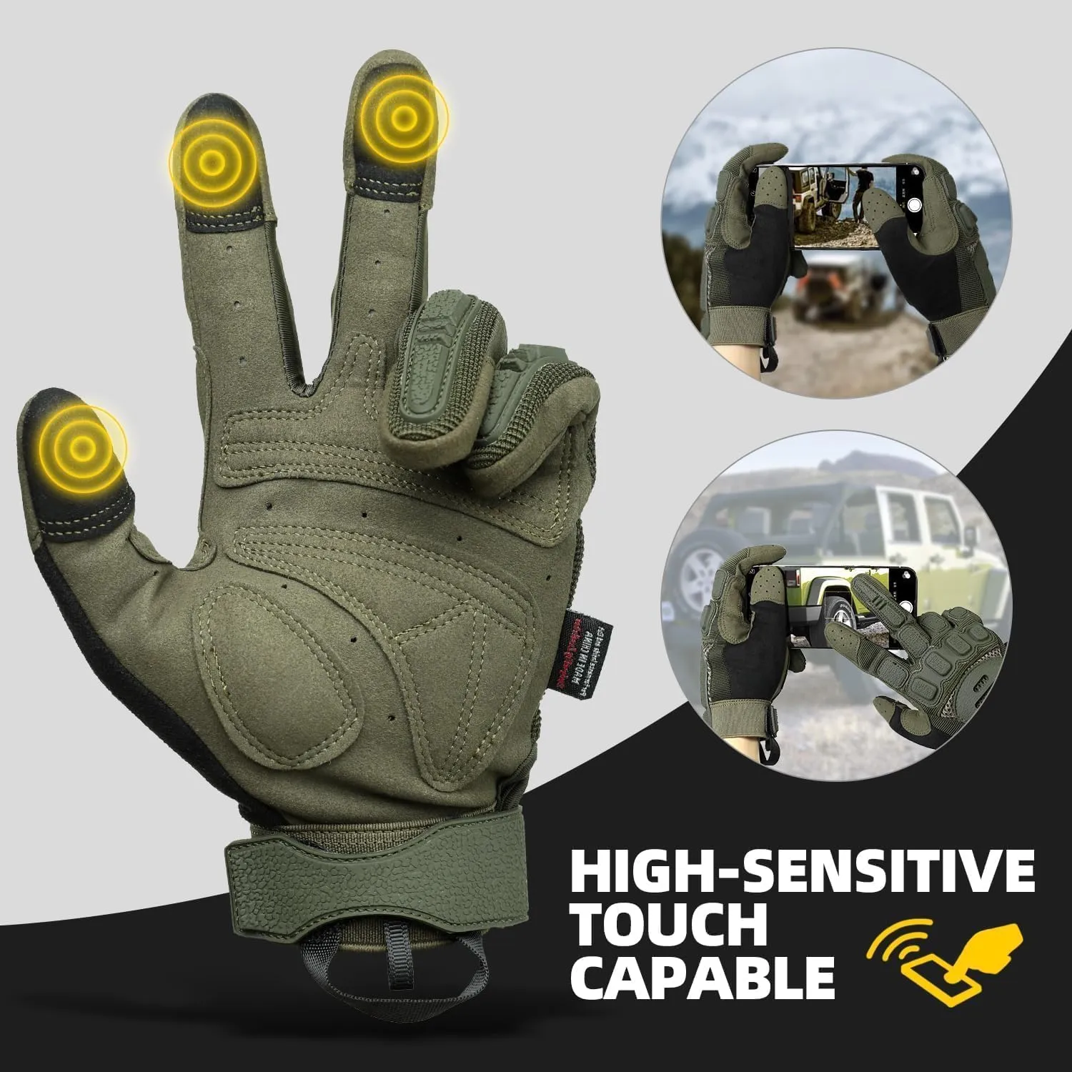ZUNE LOTOO Touchscreen Tactical Gloves Men with TPR Finger Impact Protection & Palm Padded for Motorcycle Airsoft Paintball Range Work
