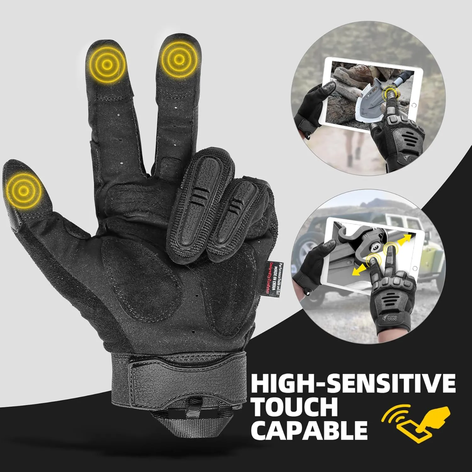 ZUNE LOTOO Touchscreen Tactical Gloves Men with TPR Finger Impact Protection & Palm Padded for Motorcycle Airsoft Paintball Range Work