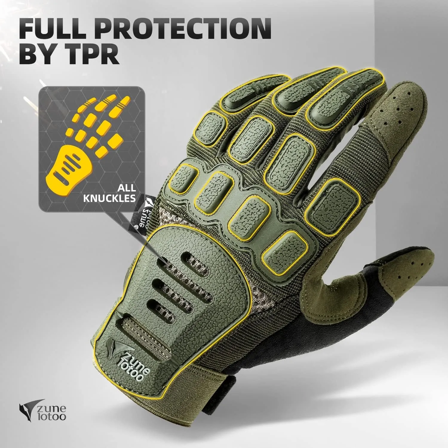 ZUNE LOTOO Touchscreen Tactical Gloves Men with TPR Finger Impact Protection & Palm Padded for Motorcycle Airsoft Paintball Range Work
